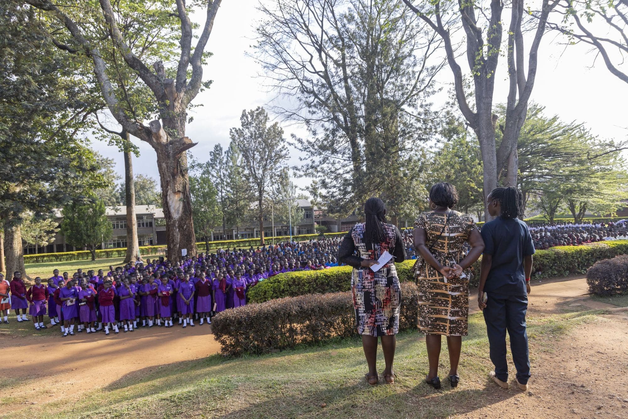Reaching hundreds of students at a school outreach day in eastern Uganda